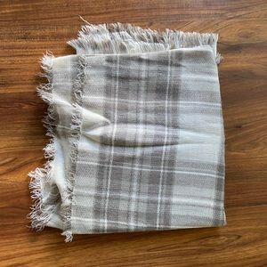 NWT - Beige Plaid Fringe Scarf - Forever21